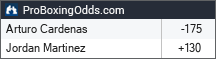 Arturo Cardenas vs Jordan Martinez odds - ProBoxingOdds